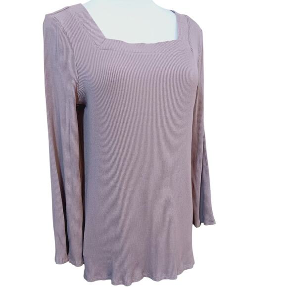 CHICO'S 0 Ribbed Purple Tunic Top Small 4 Square Neck Pullover Soft Comfort‎ - Picture 1 of 7